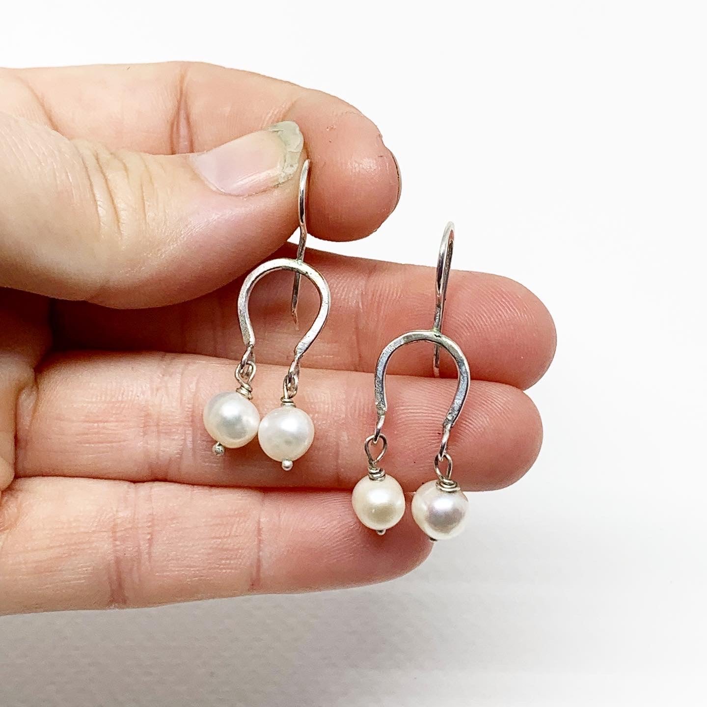 Lucky Horseshoe Pearl Drop Earrings-0