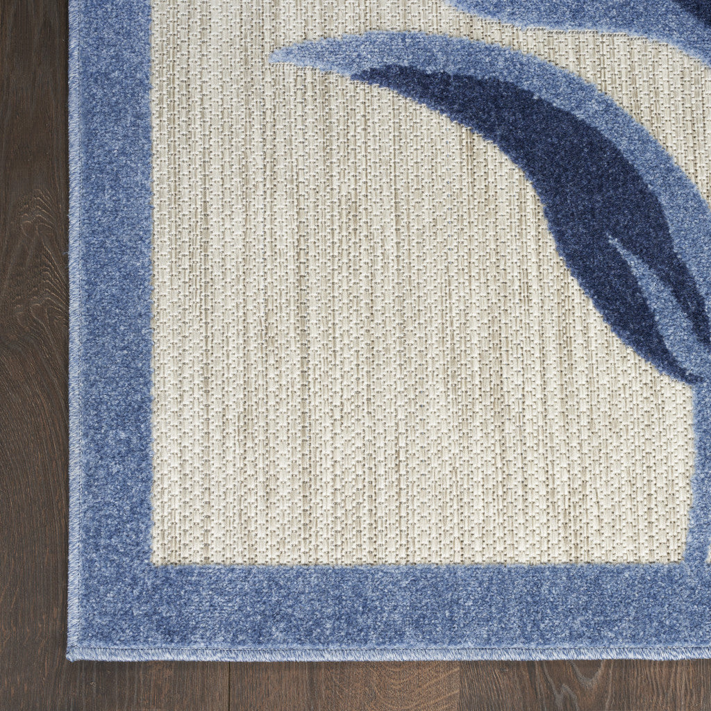 3' X 4' Blue and Gray Floral Indoor Outdoor Area Rug-3